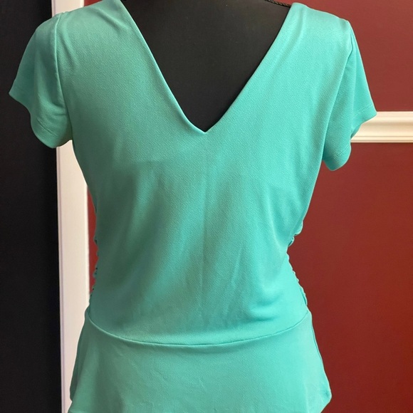 Ann Taylor Teal Drape Neck Blouse - Picture 3 of 7